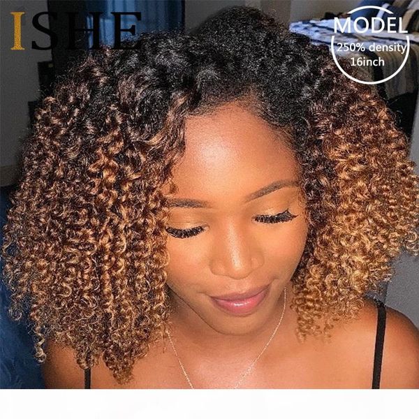 

afro kinky curly ombre blonde 13x6 lace front human hair wigs pre plucked lace frontal wig for women remy black hair 150 density
