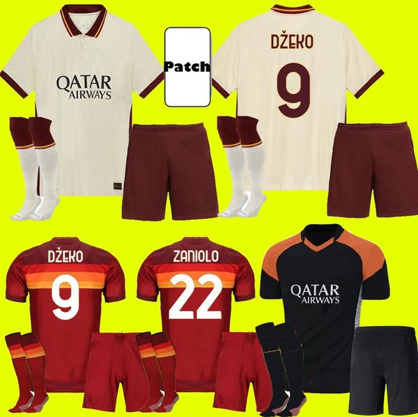 

kids kit 20 21 home away soccer jersey 2020 2021 pastore dzeko zaniolo el shaarawy third football shirts, Black