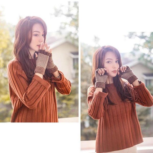 

autumn and winter warm half-finger gloves half finger ladies gloves half finger touch screen outdoor cycling, Blue;gray