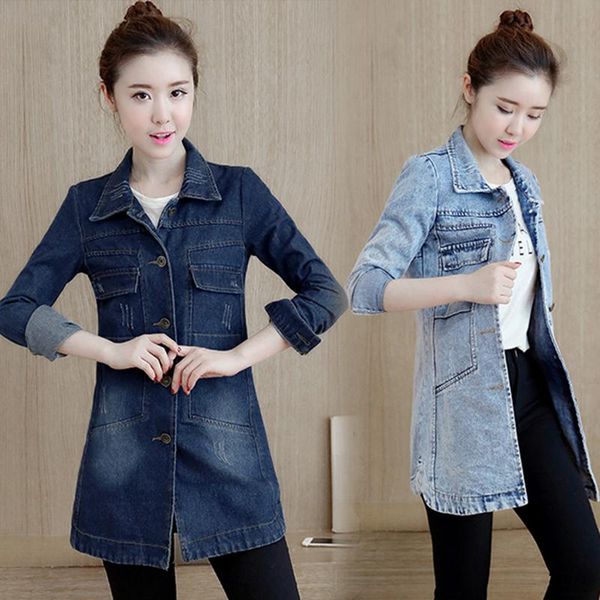 

women's jackets s-5xl basic long jeans coats women slim ripped denim jacket femme elegant vintage frayed outwear casacos feminino, Black;brown