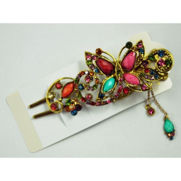 

hair accessories sodial(r) lovely vintage crystal butterfly pins stick for clip beauty tools - colorful