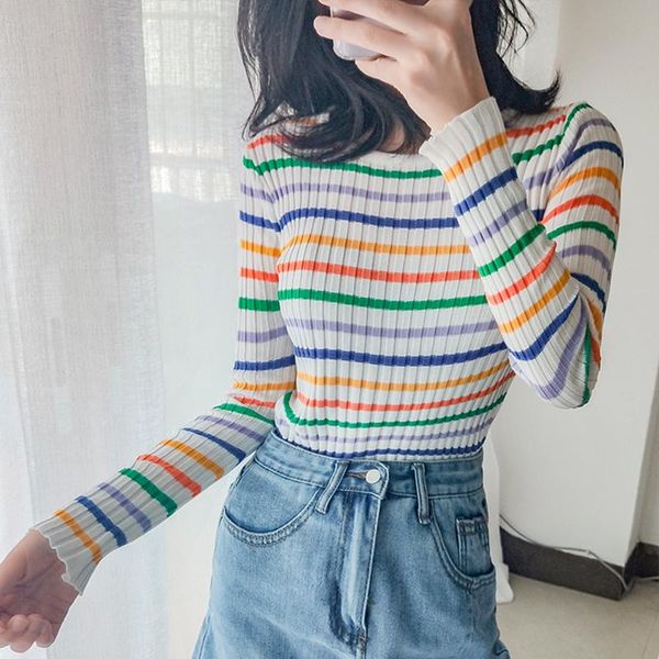 

womens sweaters 2020 winter stripe sweater women thin pullover jumper knitted sweater pull femme hiver truien dames sqcknf, White;black