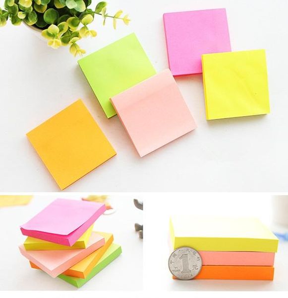 

100 sheets fluorescence color sticky note mini post portable adhesive paper memo pad note it stationery office supplies fm971 wmtaoi