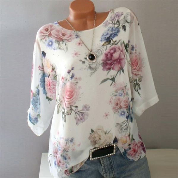 

chiffon shirts vintage flower print half sleeve women blouses casual white shirt elegant ladies summer blouse plus size 5xl