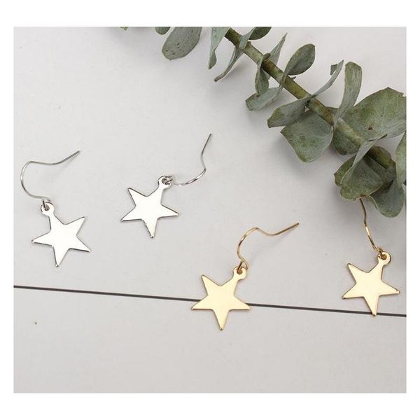 

europe and the united states minimalist simple wild geometric girl floral cute five-pointed star earrings earring sqclfx homes2007, Silver