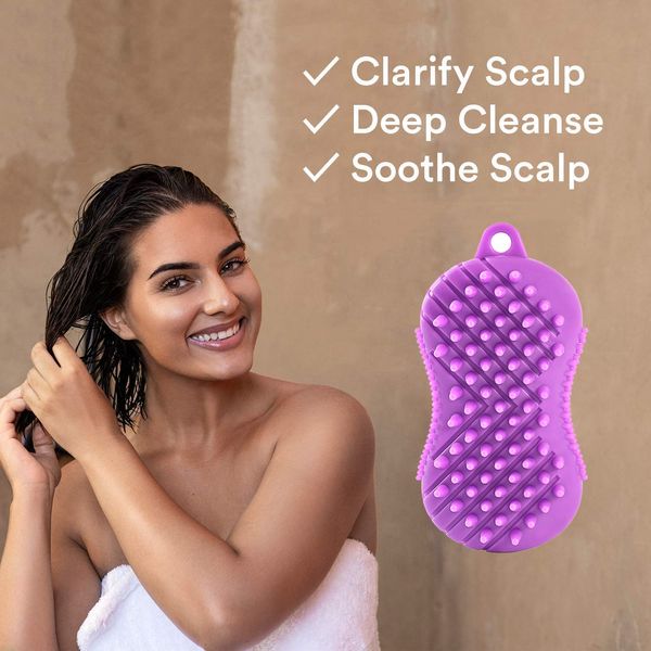 

wash brush, bath brush hair scalp massager shampoo brush exfoliating silicone bath body brush remove dandruff, lathers well-fedex