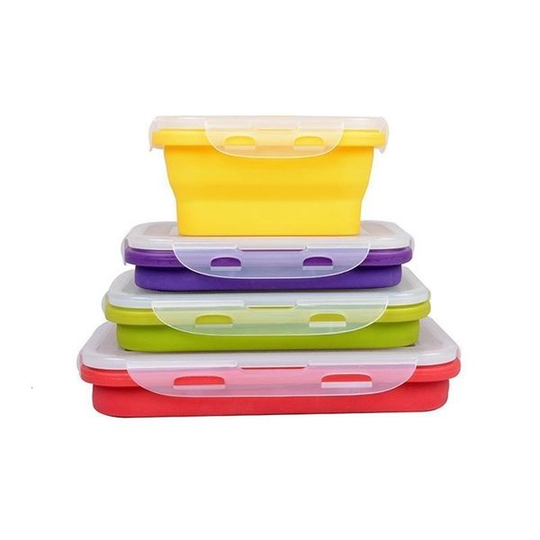 

lunch eco collapsible silicone portable box 4 folding food storage containers 350ml 540ml 800ml 1200ml dhl shipping free