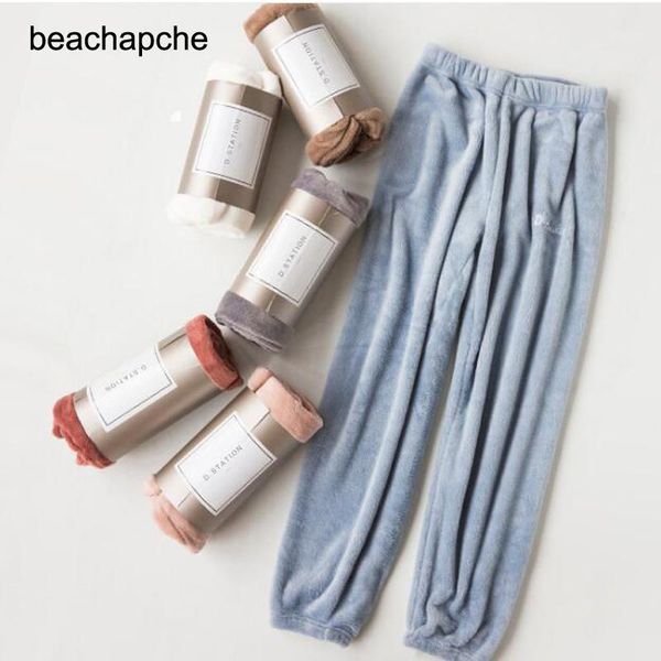 

beachapche women velvet pants elastic waist outerwear pajama warm pants crop cashmere trousers for women 2020 autumn1, Black;white