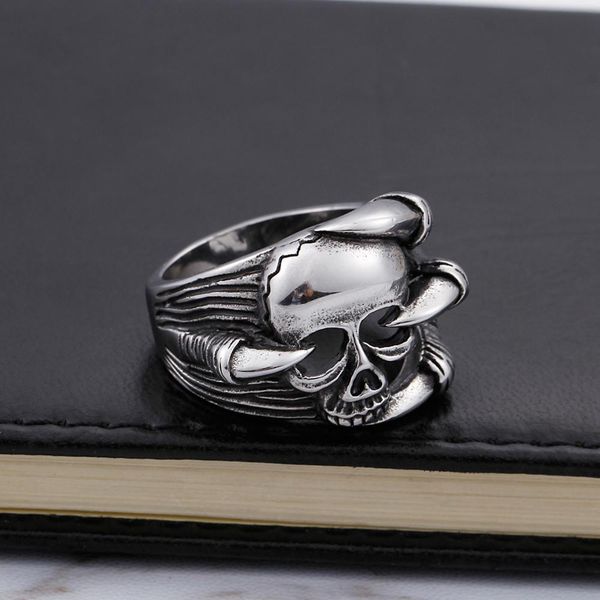 

fongten готический череп орел головы кольца мужчины из нержавеющей стали панк когть мода мужчины байкер кольца аксессуары ювелирные изделия, Bronze;silver