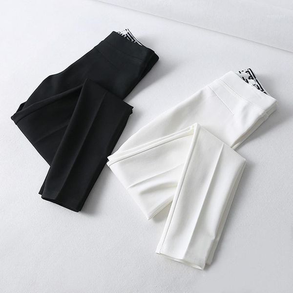 

plus size stretch pants for woman 2020 new slim temperament casual legins pants office lady all-match basic trousers white black1, Black;white