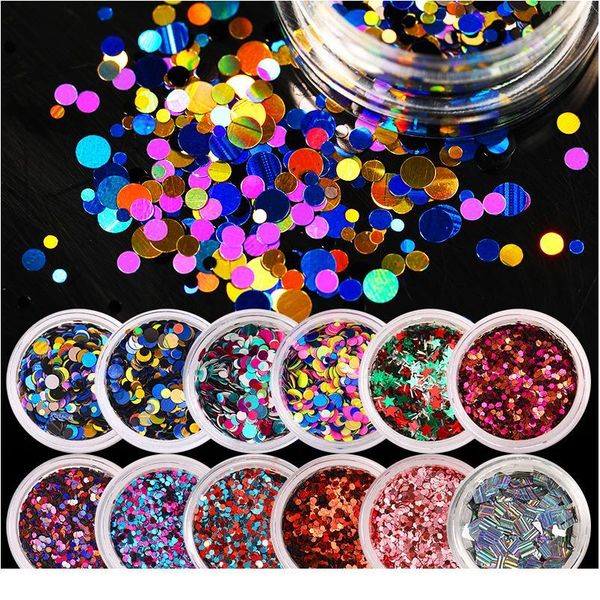 

mixed size silver nail glitter sequins rose gold paillette tips holographics flakes slices laser 3d nail art decorat jllgfv, Silver;gold