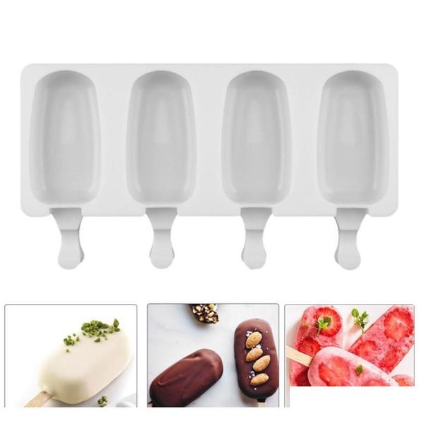 

food safe silicone ice cream molds 4 cell frozen ice cube molds popsicle maker diy homemade zer lolly mould with sticks 8twpc