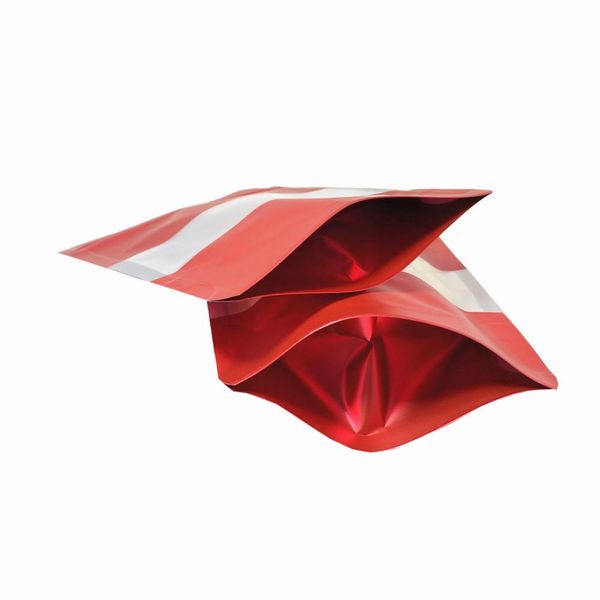 

100pcs lot doypack matte red window aluminum foil zipper packing bags coffee powder tea nuts mylar ziplock packaging pouches h bbyrto