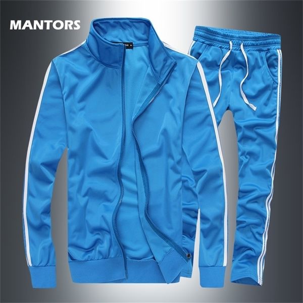 

new striped tracksuit men's solid sets casual sports suit spring autumn men sportswear zipper hoodie+pants training suit 201130, Gray