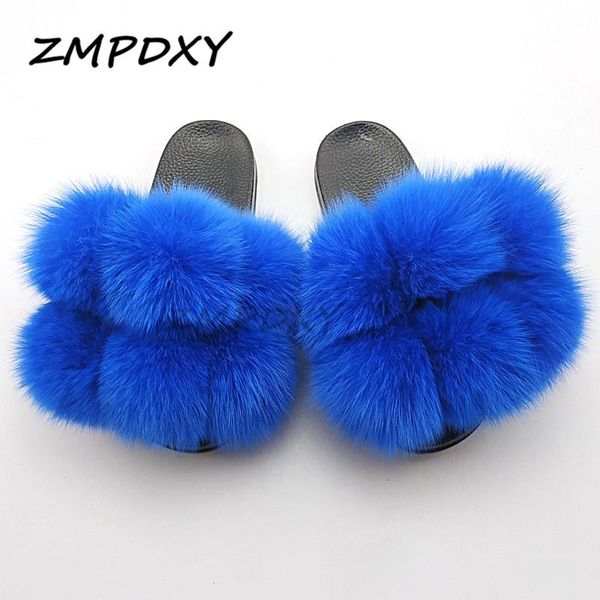 

slippers women fur slides real female fluffy plush pom flip flops fashion ladies luxury cute flat sandals, Black