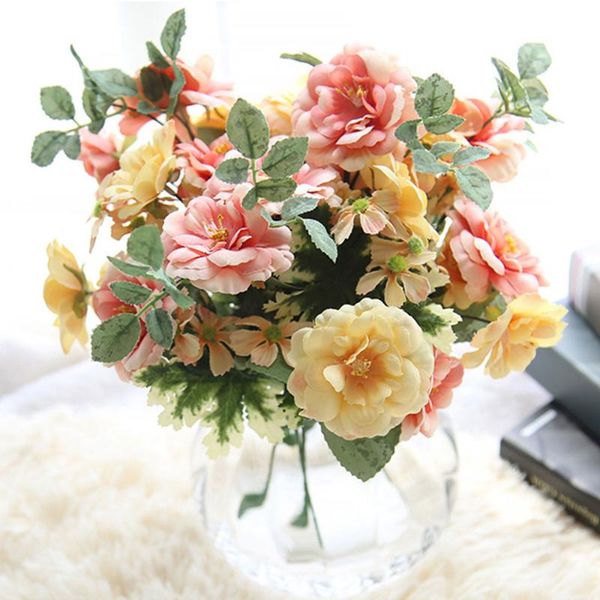 

artificial handmade flowers 1 bouquet flower hybrid rose camellia home wedding decoration accessories 2021 decorative & wreaths
