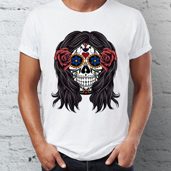

men's t shirt skull babe sugar skull artsy tee sport hooded sweatshirt hoodie