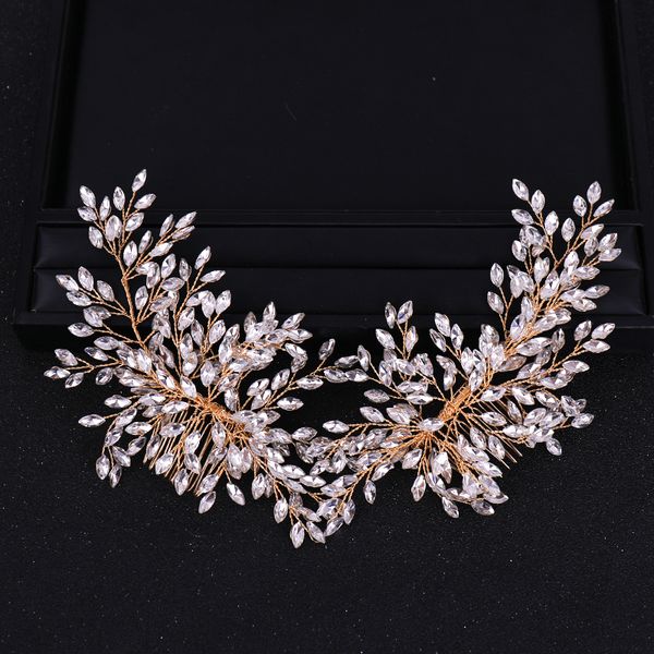 

trendy gold crystal rhinestone hair comb accessories wedding tiara bridal headpiece ornaments bride women jewelry, Slivery;golden