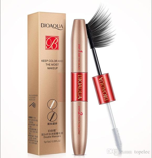 

bioaqua brand double ended white+black fiber mascara waterproof makeup colossal lash rimel curling eyelash extension make up