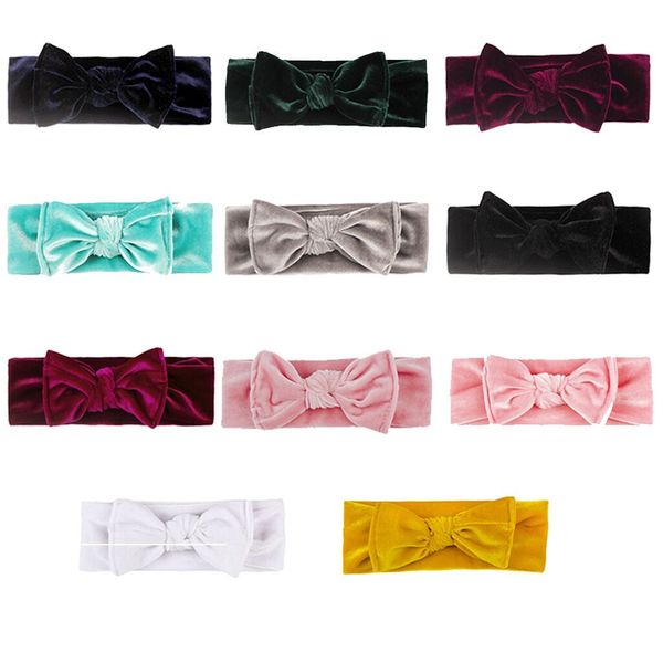 

children bow golden velvet hair band baby holiday hair ring accessories kids bowknot princess headwear hair accessories, Slivery;white