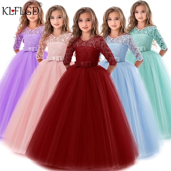 

children princess girls party wear kids christmas dress girl's birthday baby girl wedding banquet clothes 3-14 years 220309, Red;yellow