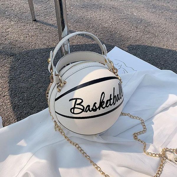 

shoulder bags basketball shape small leather chain design crossbody for women fashion messenger female luxury handbags and purse