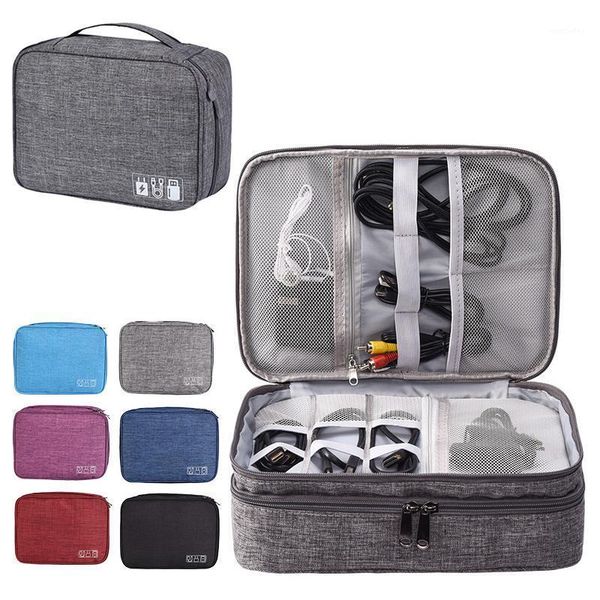 

travel digital storage bag portable electronic accessories cable organizer bag power charger pouch zipper box case usb cable1