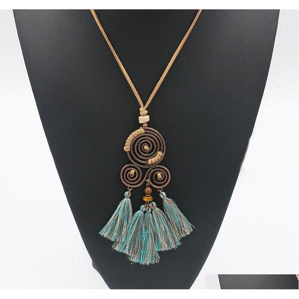 

bohemian fashion jewelry women's vintage necklace hollow out circle tassels pendant rope necklace sweate sqcvfq queen66, Silver
