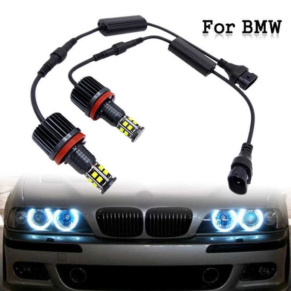 Novo 1 par de carro 120w h8 led anjo olhos farol lâmpada de condução branca para BMW E39 E63 E70 E82 E90 E92 x3 x5 x 6 Z4 2007-13