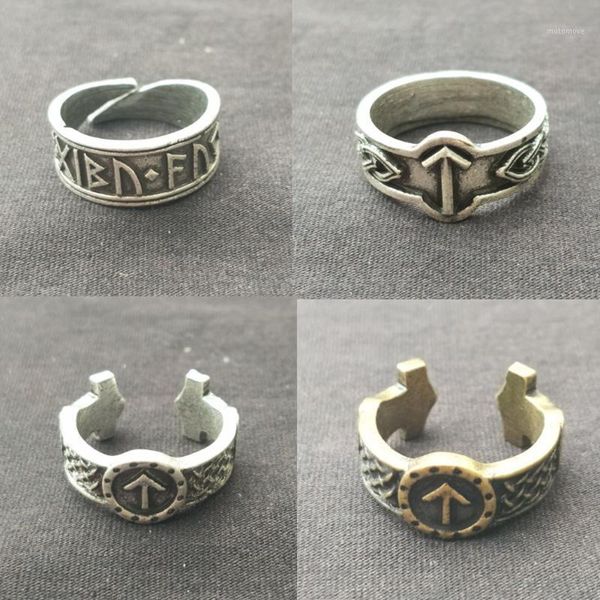 

cluster rings runic runes jewelry viking ring male female norse vintage rune amulet adjustable for women1, Golden;silver