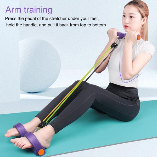 

5 tube foot pedal training high stretchy muscles strengthen tpe workout exercise resistance band portable elastic pull rope yoga
