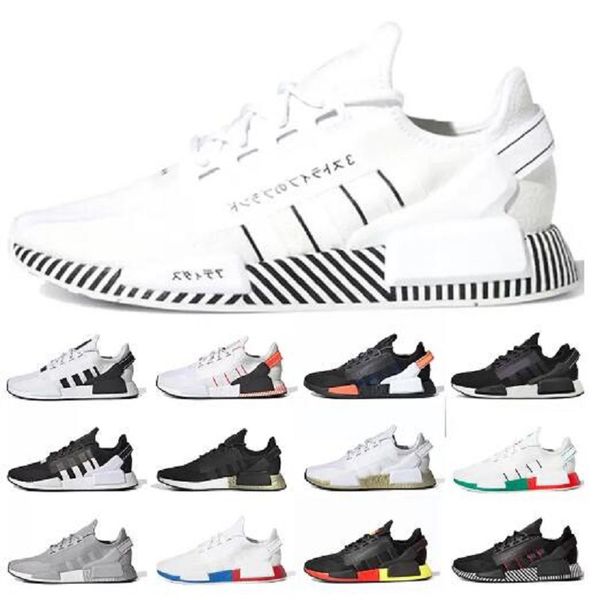 

wholesale nmd r1 v2 men women running shoes pharrell williams white black grey silver metallic mens trainers sports sneakers