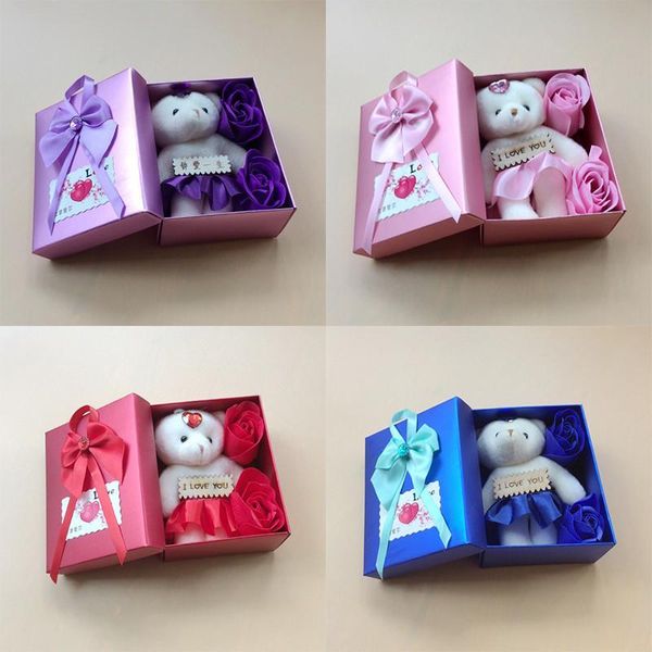 

4 colors creative shipping day box present valentine's flower day valentines decoration gift rose flower box bear gift soap reljs