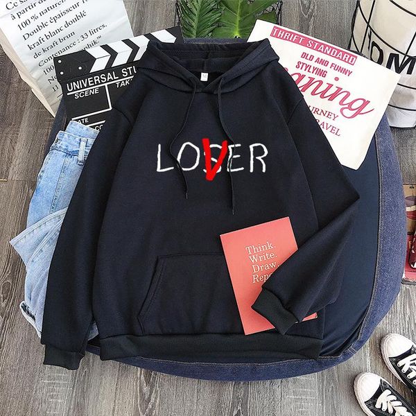 

movie it loser club hoodie men / women harajuku loser lover it inspired hoodie sweatshirt casual pullover tracksuit, Black