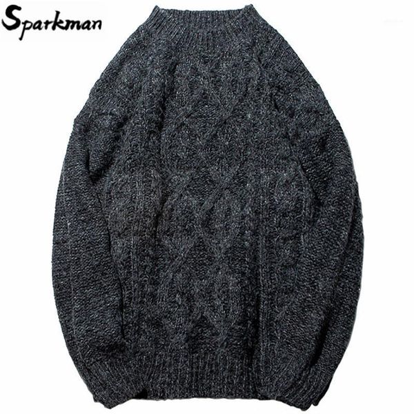 

mens hip hop streetwear knitted sweater retro vintage plain pullover harajuku cotton 2020 autumn winter casual sweater blue1, White;black