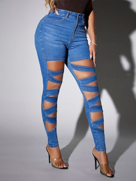 

sxy cutout washed skinny jeans p8fg#, Blue