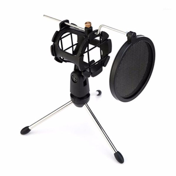 

microphones adjustable microphone tripod stand foldable deskbracket with mount mic holder clip and filter1