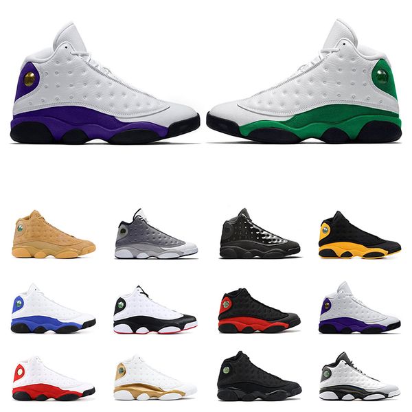 

new arrivel mens basketball shoes 13s lucky green 13 court purple black cat bred sports sneakers trainers athletic size 7-13