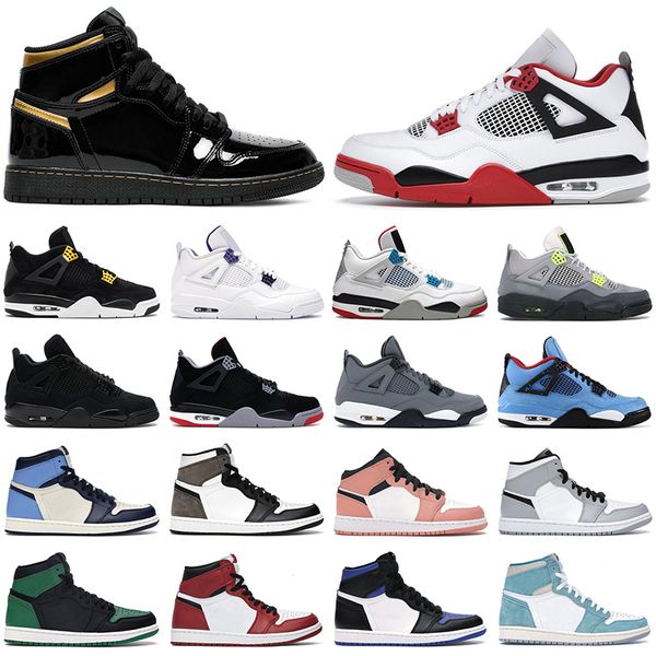 

1s jumpman 1 men basketball shoes black metallic gold obsidian dark mocha pine green 4 fire red 4s mens women sports sneaker