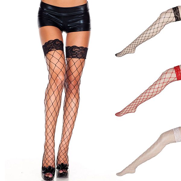 

new women's lace mesh high thigh stockings pantyhose long stocking l4, Black;white