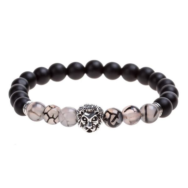 

black matte stone bracelet black dragon bone stone lion head buddha beads bracelets 8mm bead jllabm