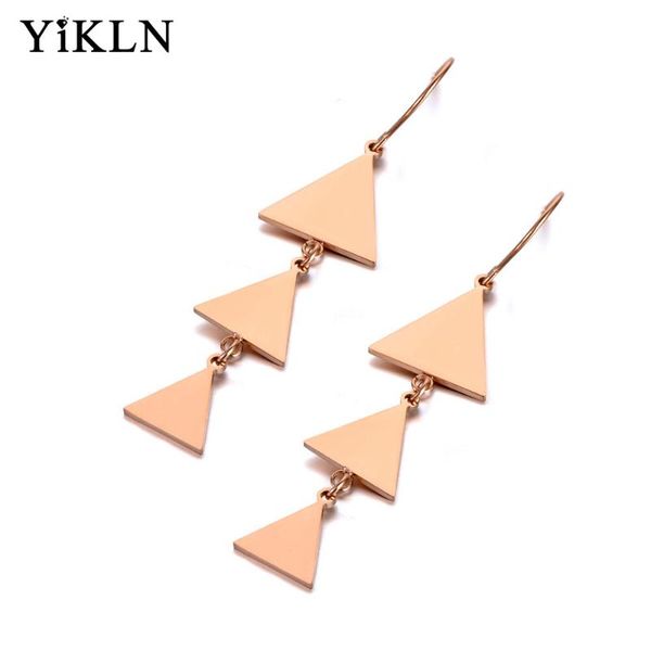 

yikln bohemia titanium stainless steel geometric triangle earrings fashion dangle earrings jewelry for women girls ye19299, Silver