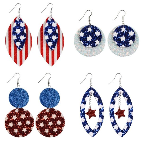 

sequins stud earrings usa general election diy leather fashion ear pendant star stripe jewelry women dangle earring 3 5yt f2