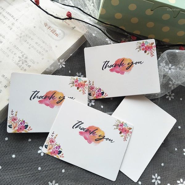 

100pcs/lot mix colors new flower garland card "thank you" small gift message card writable 6x8cm decoration1
