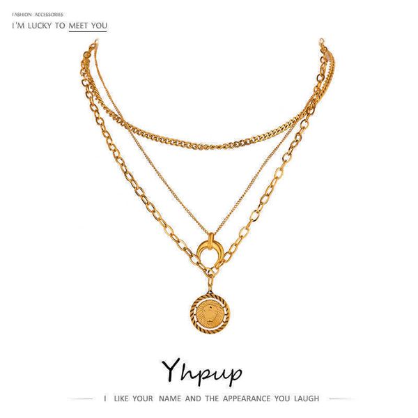 

yhpup statement lion horns animal pendant necklace fashion 18 k metal stainless steel chain choker necklace jewelry gift, Silver