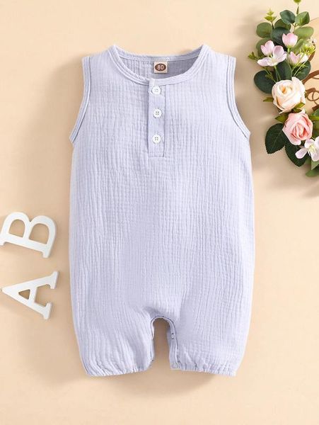 

baby quarter button romper she, Blue