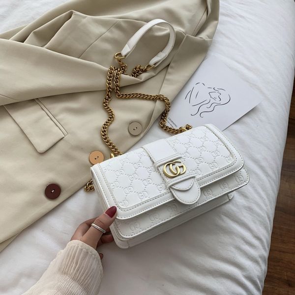 

shoulder women 2020 new korean foreign fashion pu postman small square bag small square bagtexture letter chain messenger bag sci2n