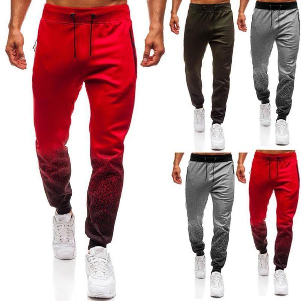 

men's slim personality 3d gradient casual sports jogger long pants pocket zipper large size 3 colors optional pants broek mannen1, Black