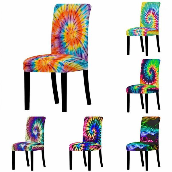 

tie dyed stretch elastic chair cover colorful 3d printing chair covers for wedding dining room office banquet kitchen house1