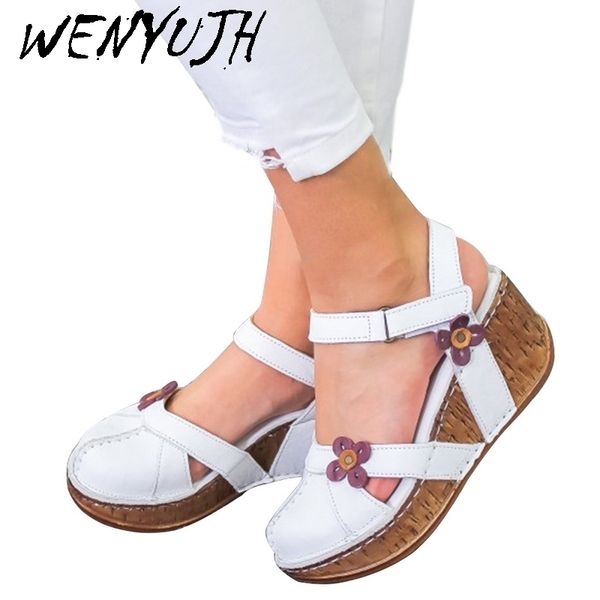 

women sandals summer flock fashion high heels platform open toes women sandals shoes sandalia feminina y200405, Black